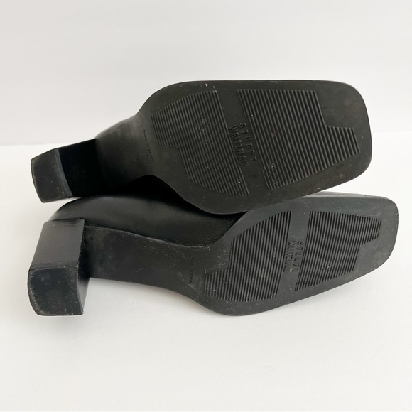 Stuart Weitzman Black Block Heel Square Toe Boots Size 6 - Picture 8 of 11